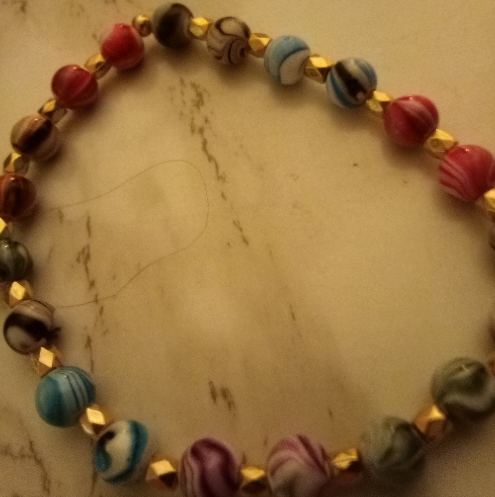 Multicolor Beaded Bracelet with Gold Accents
